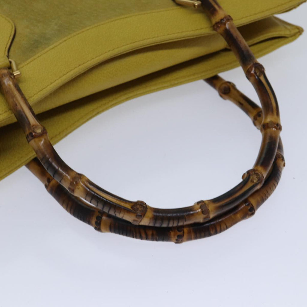 GUCCI Bamboo Hand Bag Suede Leather Yellow Gold 002 2853 0260 0 ep5476