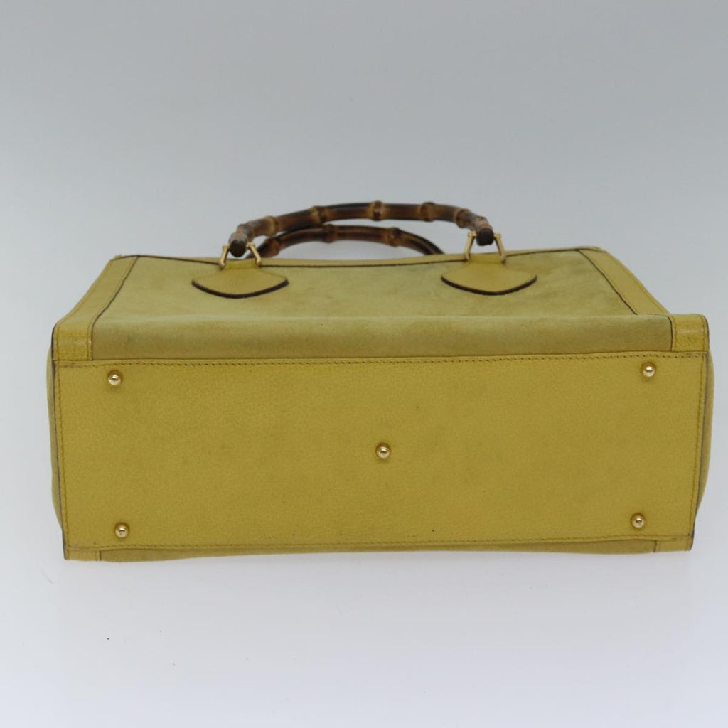 GUCCI Bamboo Hand Bag Suede Leather Yellow Gold 002 2853 0260 0 ep5476