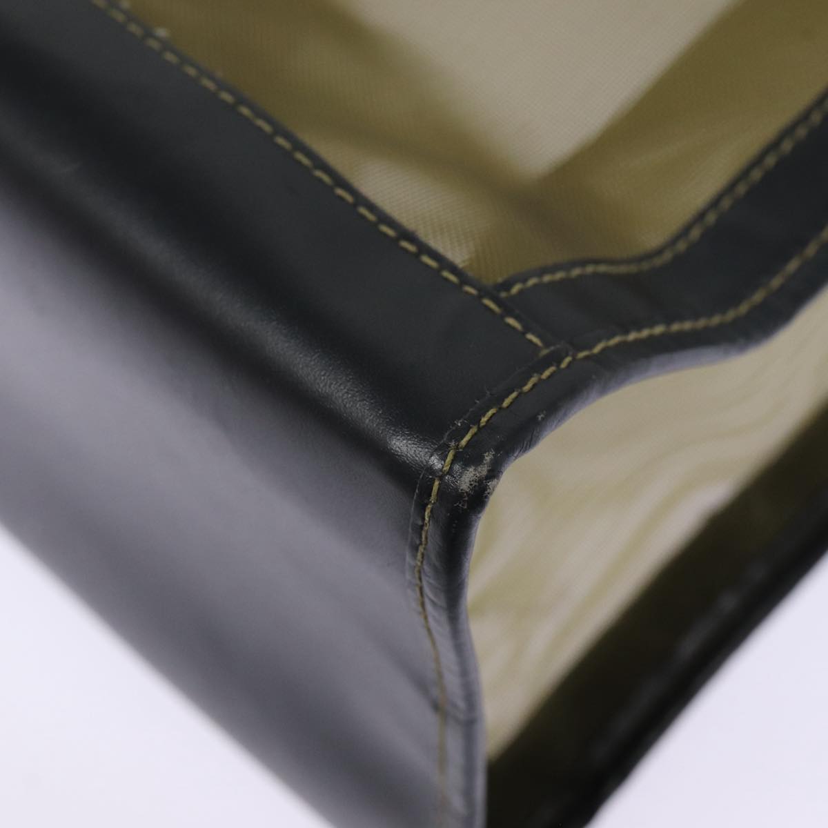 FENDI Tote Bag Nylon Leather Black Khaki gold ep5485