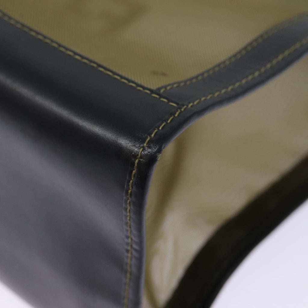 FENDI Tote Bag Nylon Leather Black Khaki gold ep5485