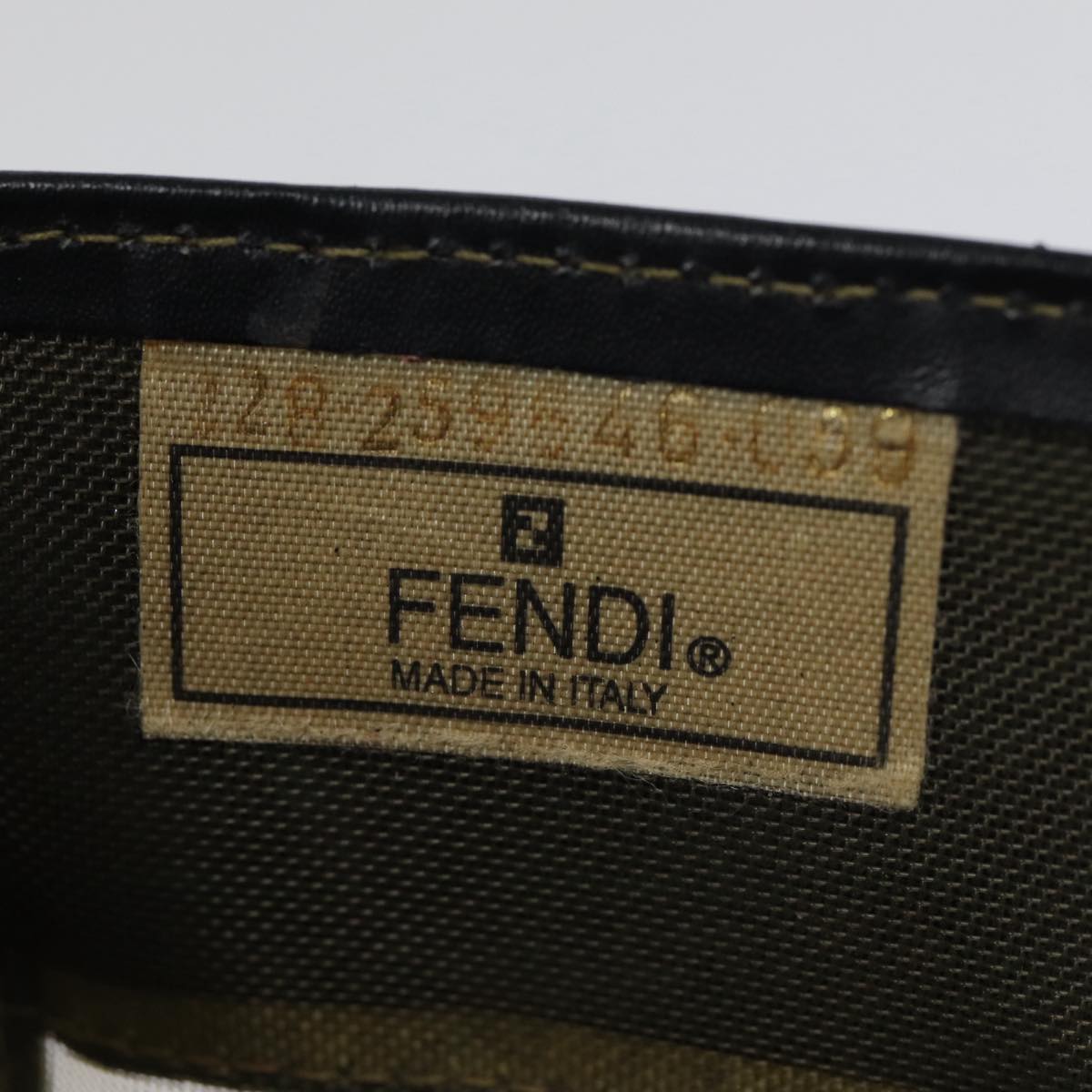 FENDI Tote Bag Nylon Leather Black Khaki gold ep5485