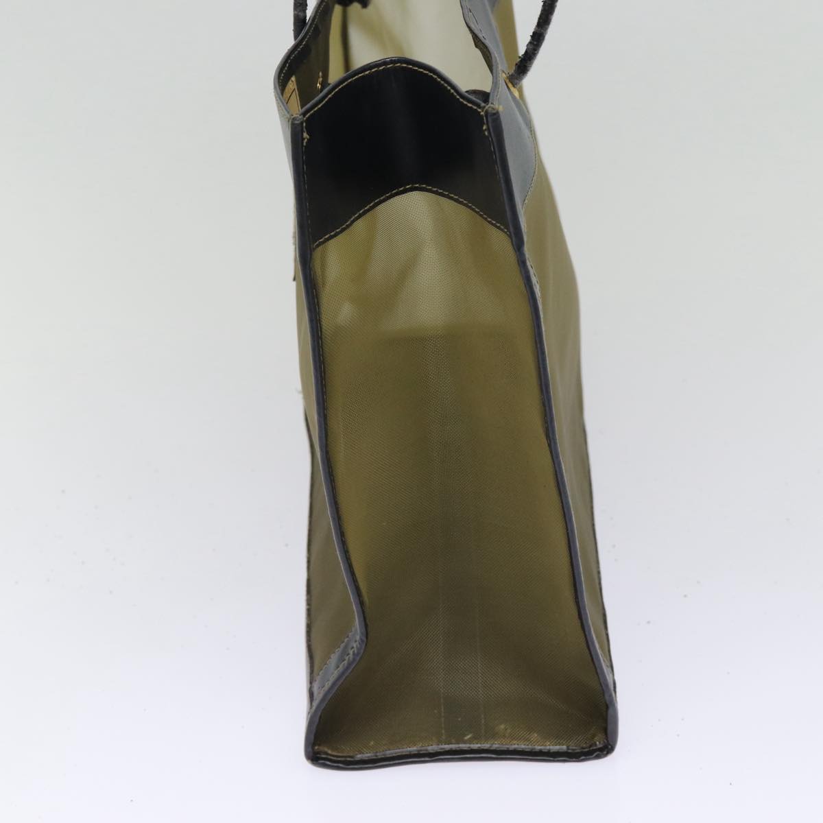 FENDI Tote Bag Nylon Leather Black Khaki gold ep5485