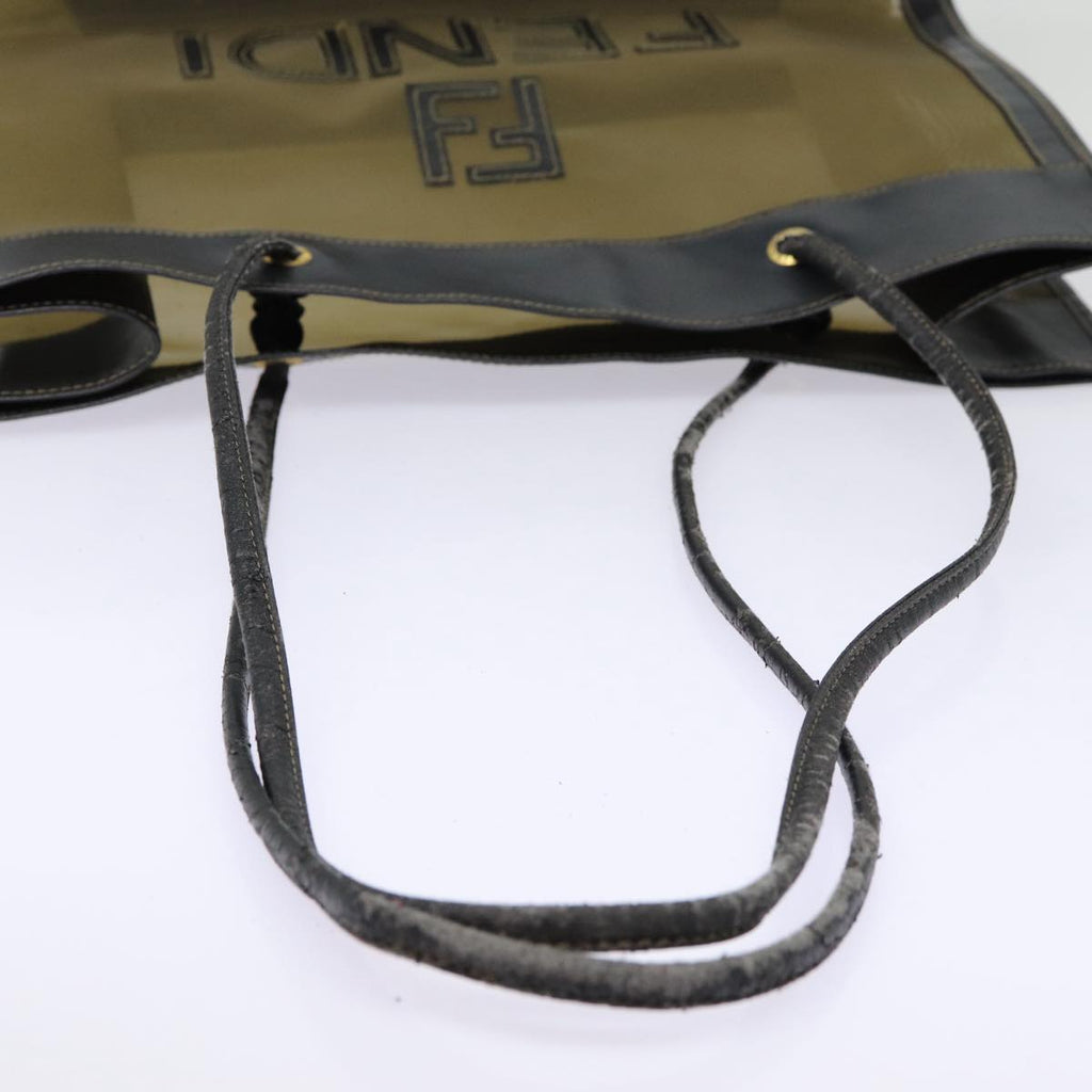 FENDI Tote Bag Nylon Leather Black Khaki gold ep5485