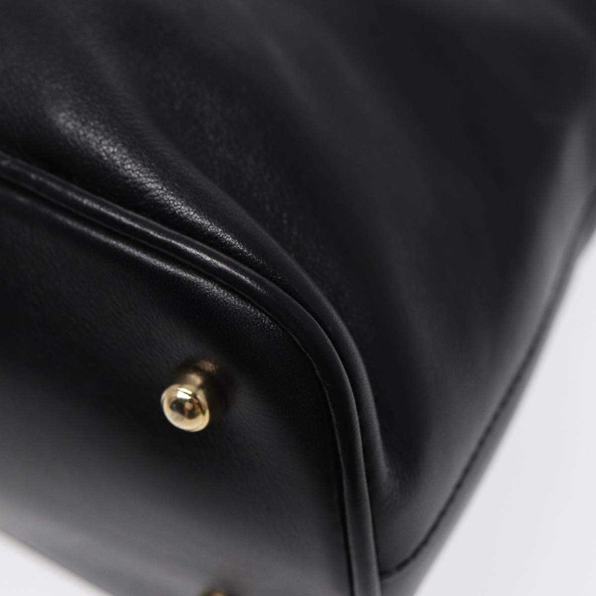 GUCCI Bamboo Hand Bag Leather Black Gold ep5486