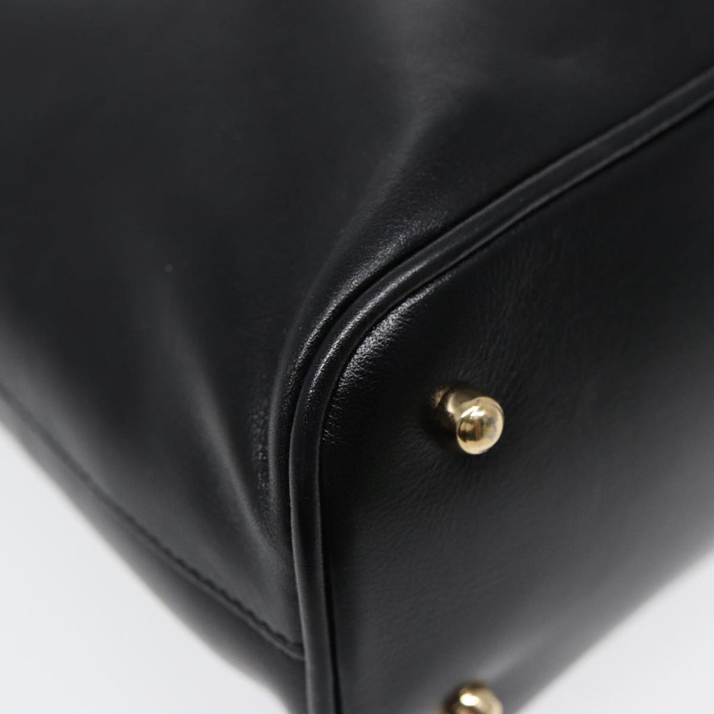 GUCCI Bamboo Hand Bag Leather Black Gold ep5486