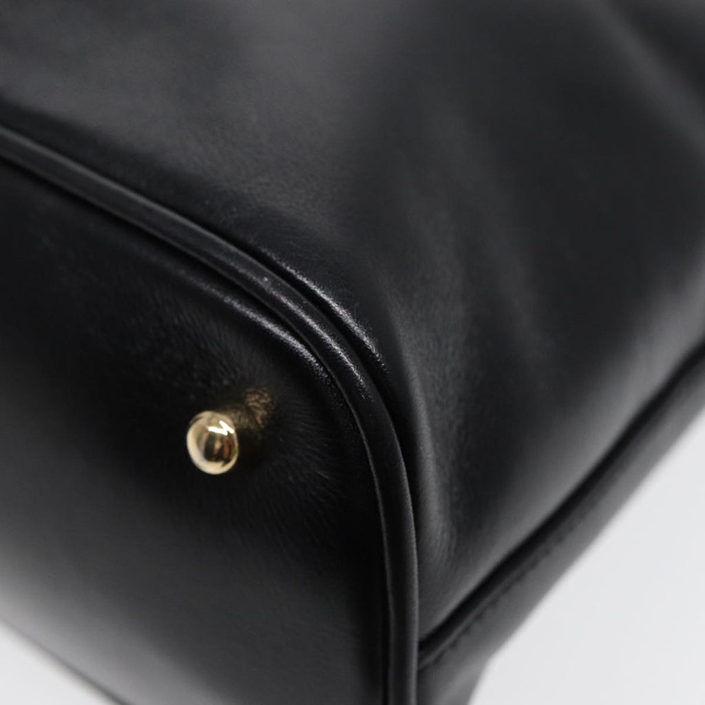 GUCCI Bamboo Hand Bag Leather Black Gold ep5486