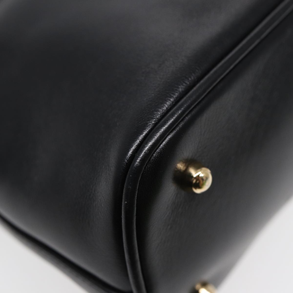 GUCCI Bamboo Hand Bag Leather Black Gold ep5486