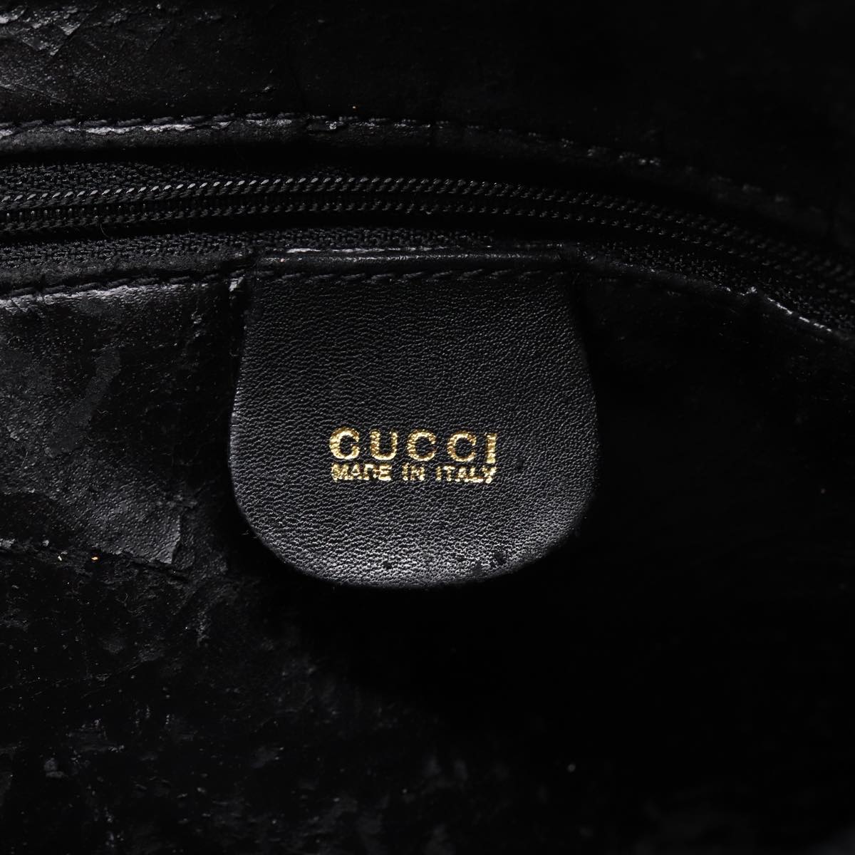GUCCI Bamboo Hand Bag Leather Black Gold ep5486