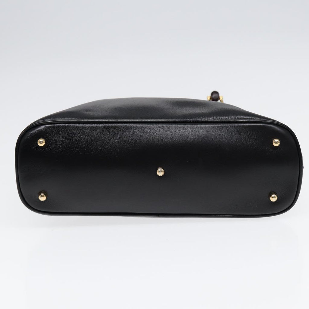 GUCCI Bamboo Hand Bag Leather Black Gold ep5486