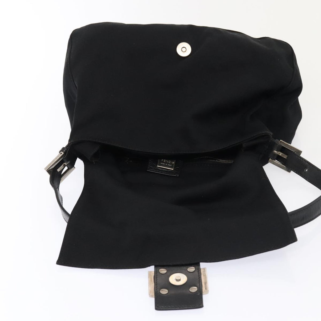 FENDI Mamma Baguette Shoulder Bag Nylon Black Silver ep5493