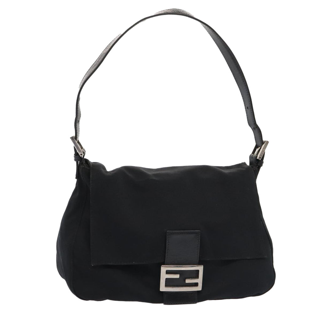 FENDI Mamma Baguette Shoulder Bag Nylon Black Silver ep5493