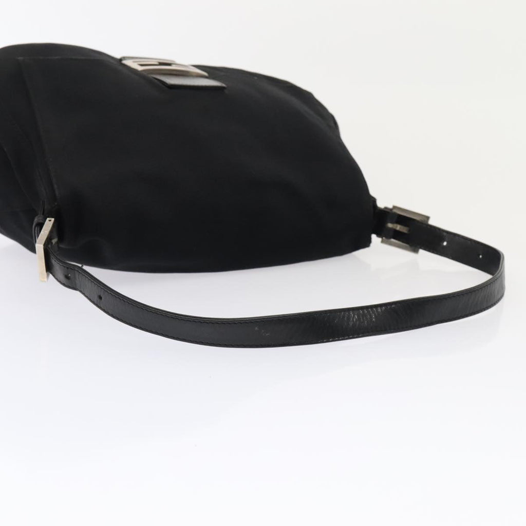 FENDI Mamma Baguette Shoulder Bag Nylon Black Silver ep5493