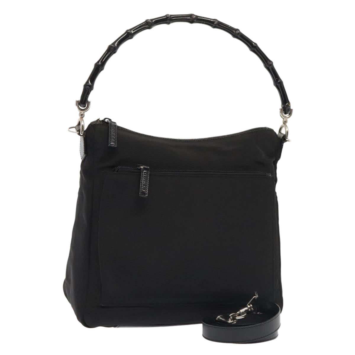 GUCCI Hand Bag Nylon 2way Black Silver 000 0509 ep5500