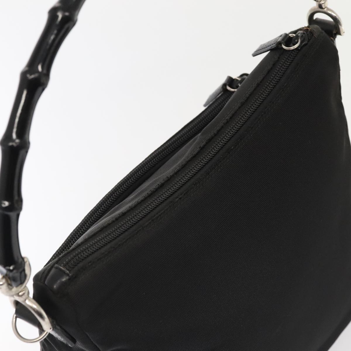 GUCCI Hand Bag Nylon 2way Black Silver 000 0509 ep5500
