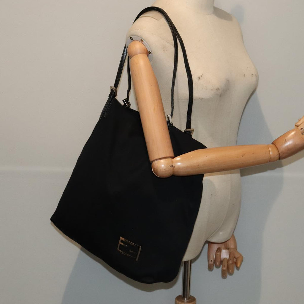 FENDI Tote Bag Nylon Black Silver ep5506
