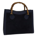 GUCCI Bamboo Hand Bag Suede Leather Navy Gold 002 0260 ep5507