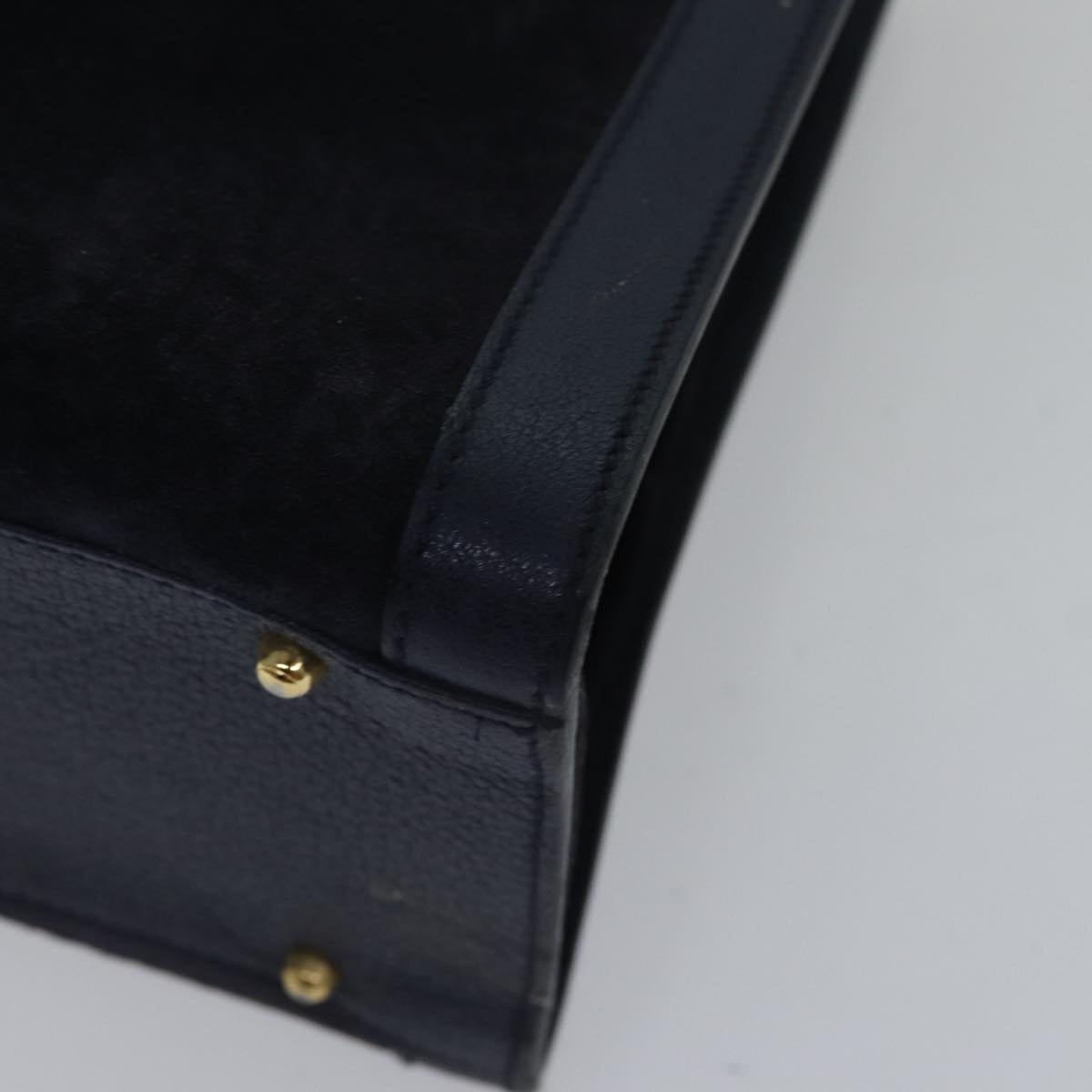 GUCCI Bamboo Hand Bag Suede Leather Navy Gold 002 0260 ep5507