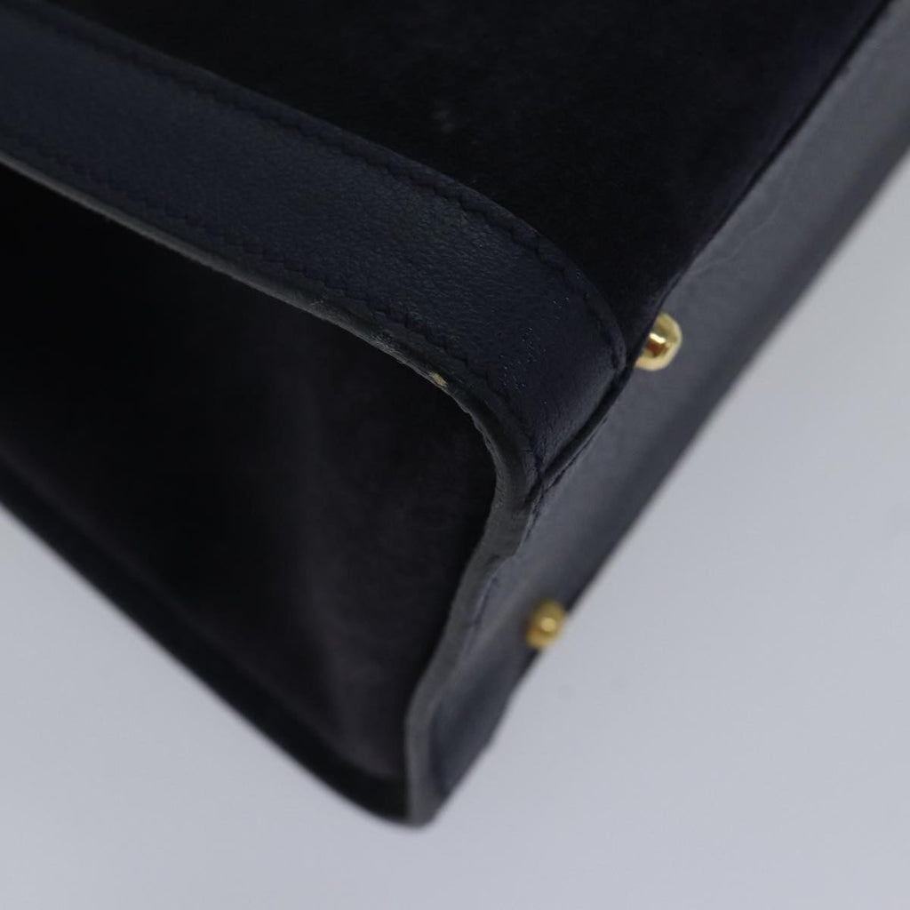 GUCCI Bamboo Hand Bag Suede Leather Navy Gold 002 0260 ep5507