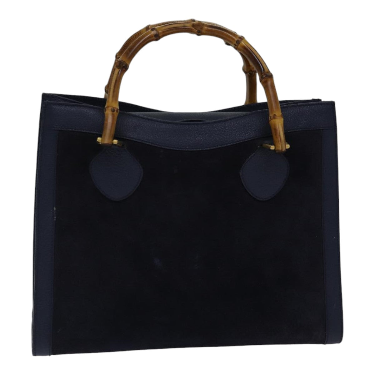 GUCCI Bamboo Hand Bag Suede Leather Navy Gold 002 0260 ep5507
