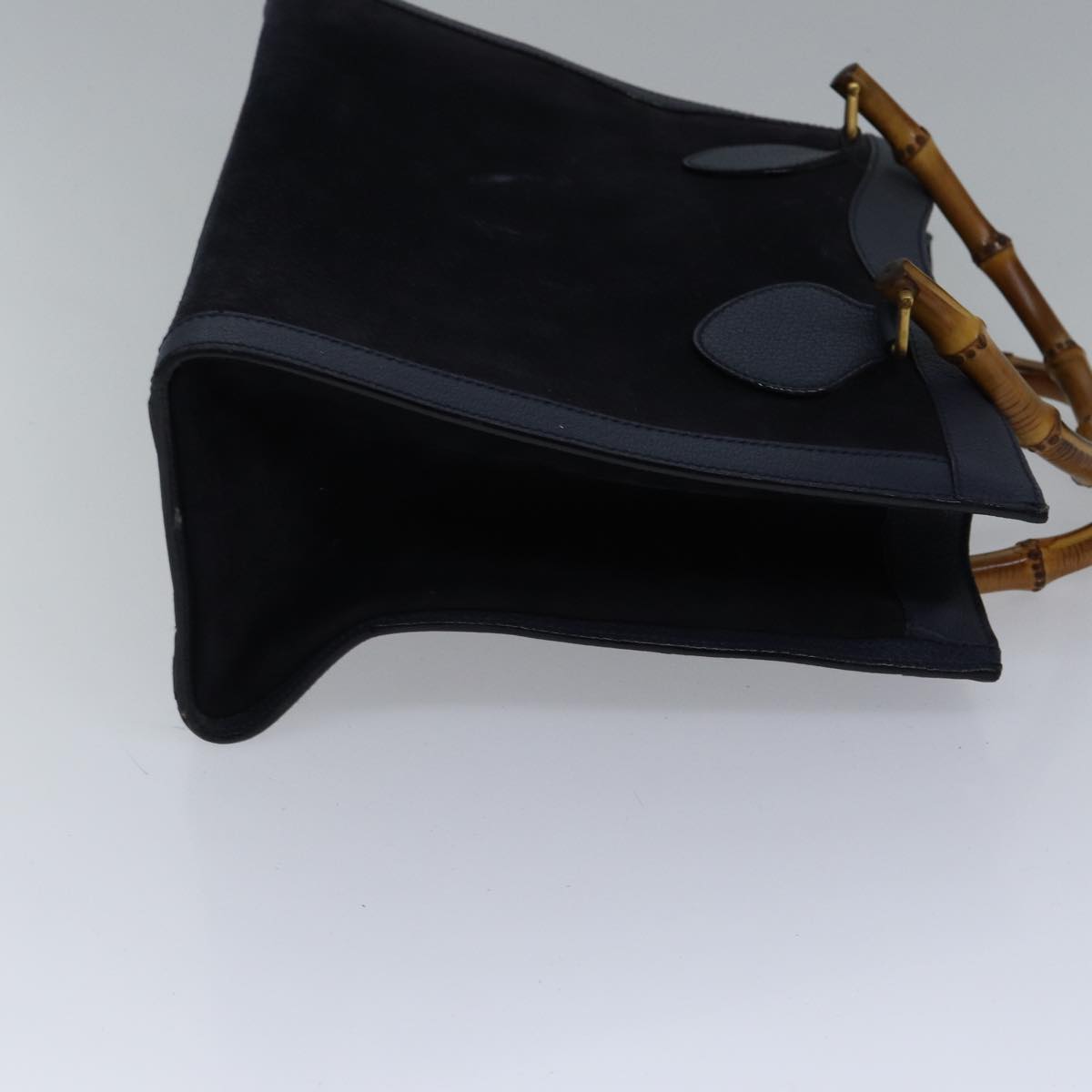 GUCCI Bamboo Hand Bag Suede Leather Navy Gold 002 0260 ep5507