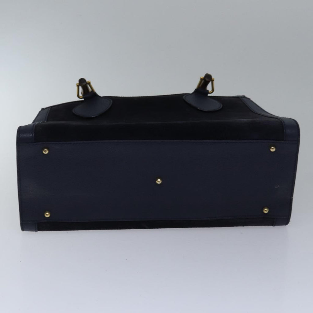 GUCCI Bamboo Hand Bag Suede Leather Navy Gold 002 0260 ep5507