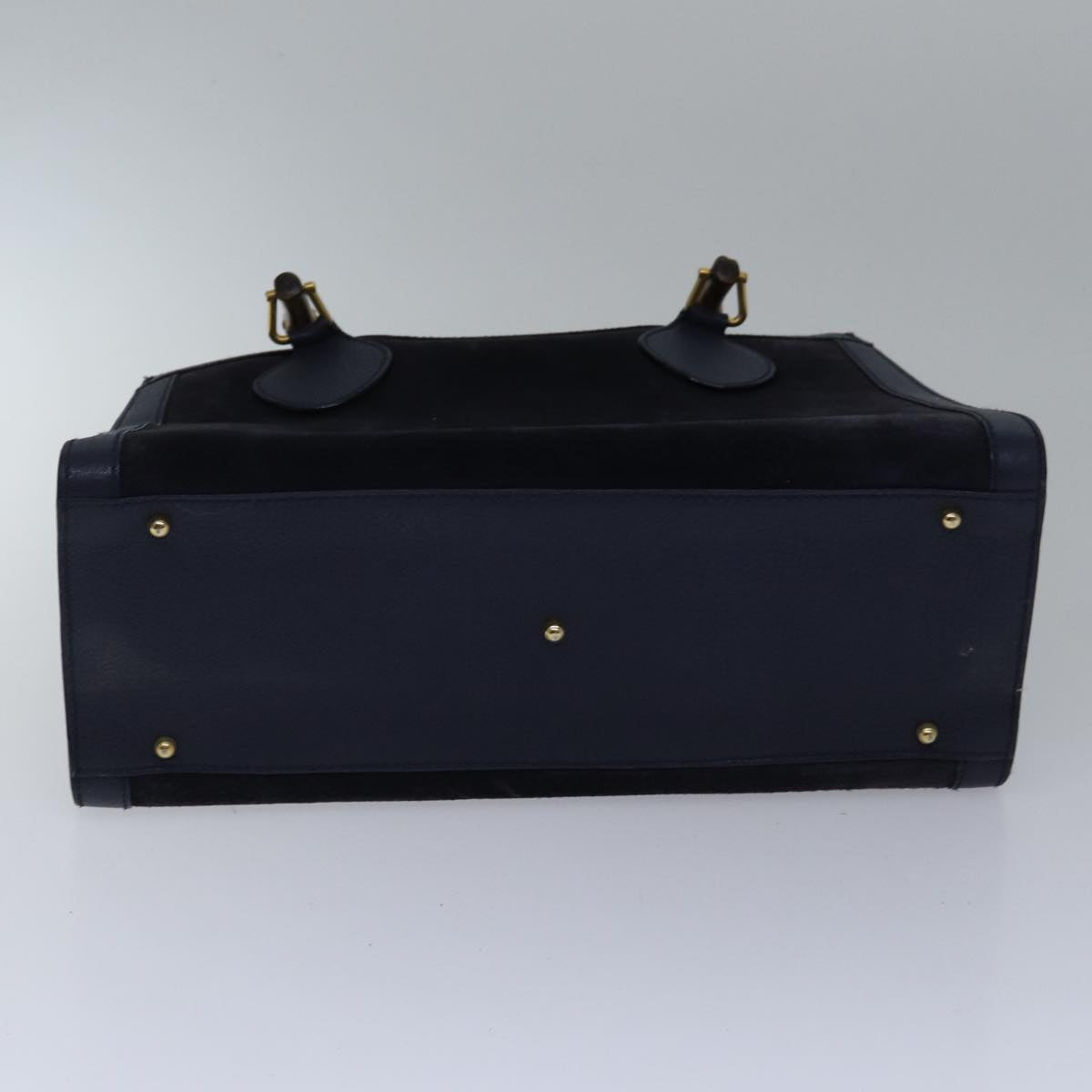 GUCCI Bamboo Hand Bag Suede Leather Navy Gold 002 0260 ep5507