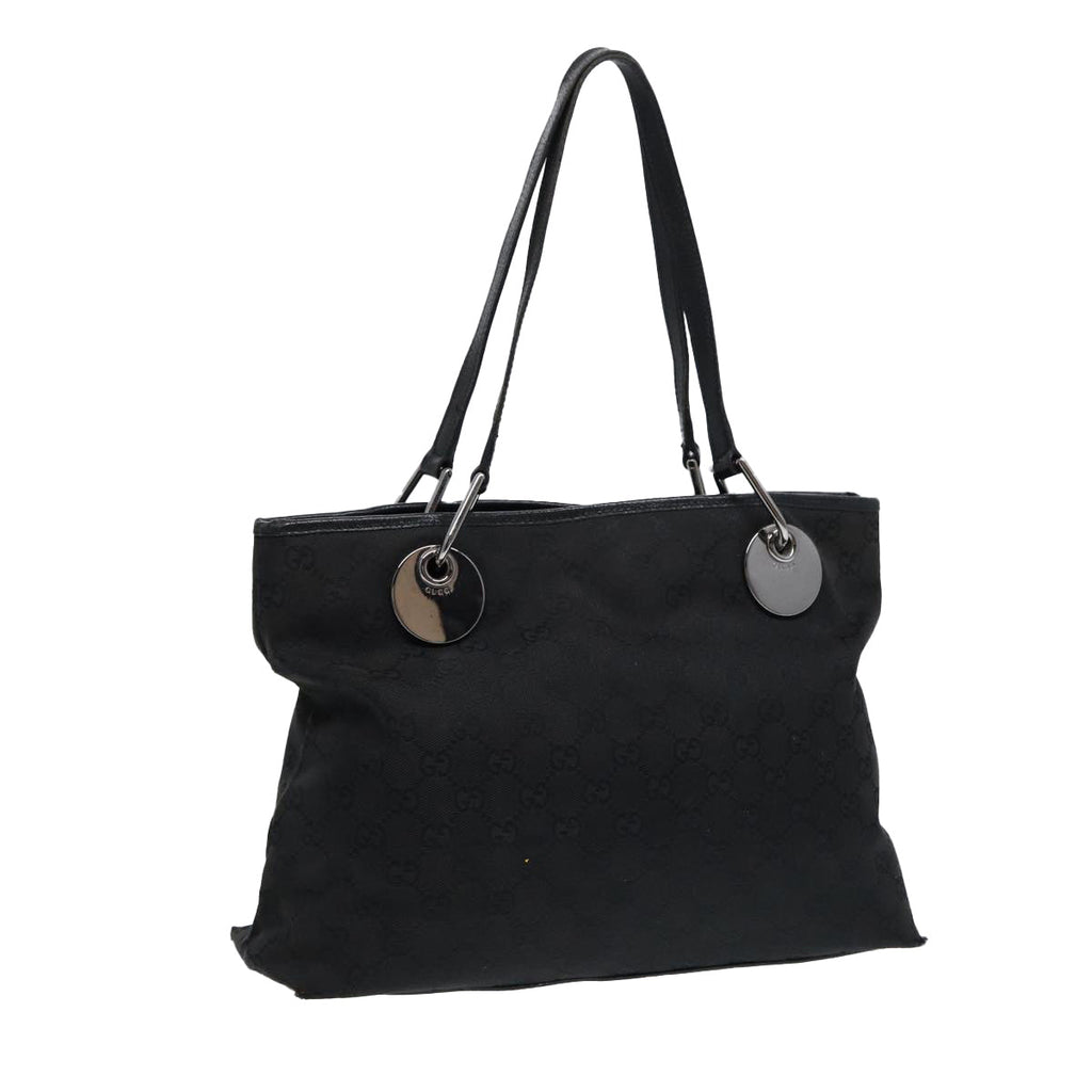 GUCCI GG Canvas Tote Bag Black Silver 120837 ep5509