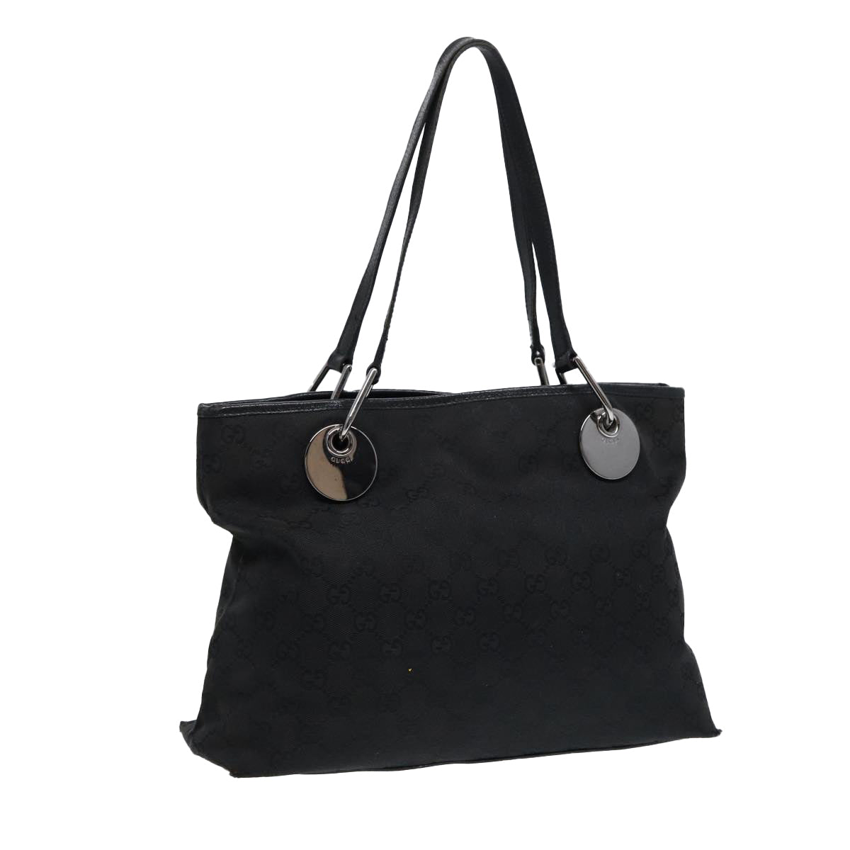 GUCCI GG Canvas Tote Bag Black Silver 120837 ep5509