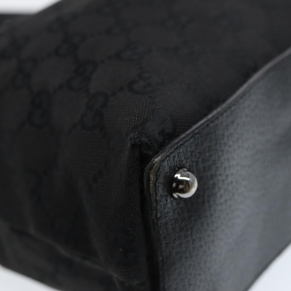 GUCCI GG Canvas Tote Bag Black Silver 120837 ep5509