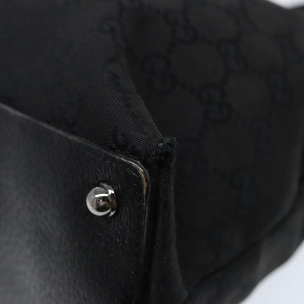 GUCCI GG Canvas Tote Bag Black Silver 120837 ep5509