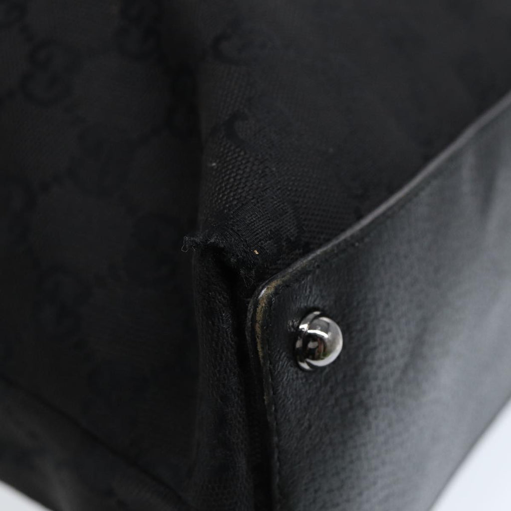 GUCCI GG Canvas Tote Bag Black Silver 120837 ep5509