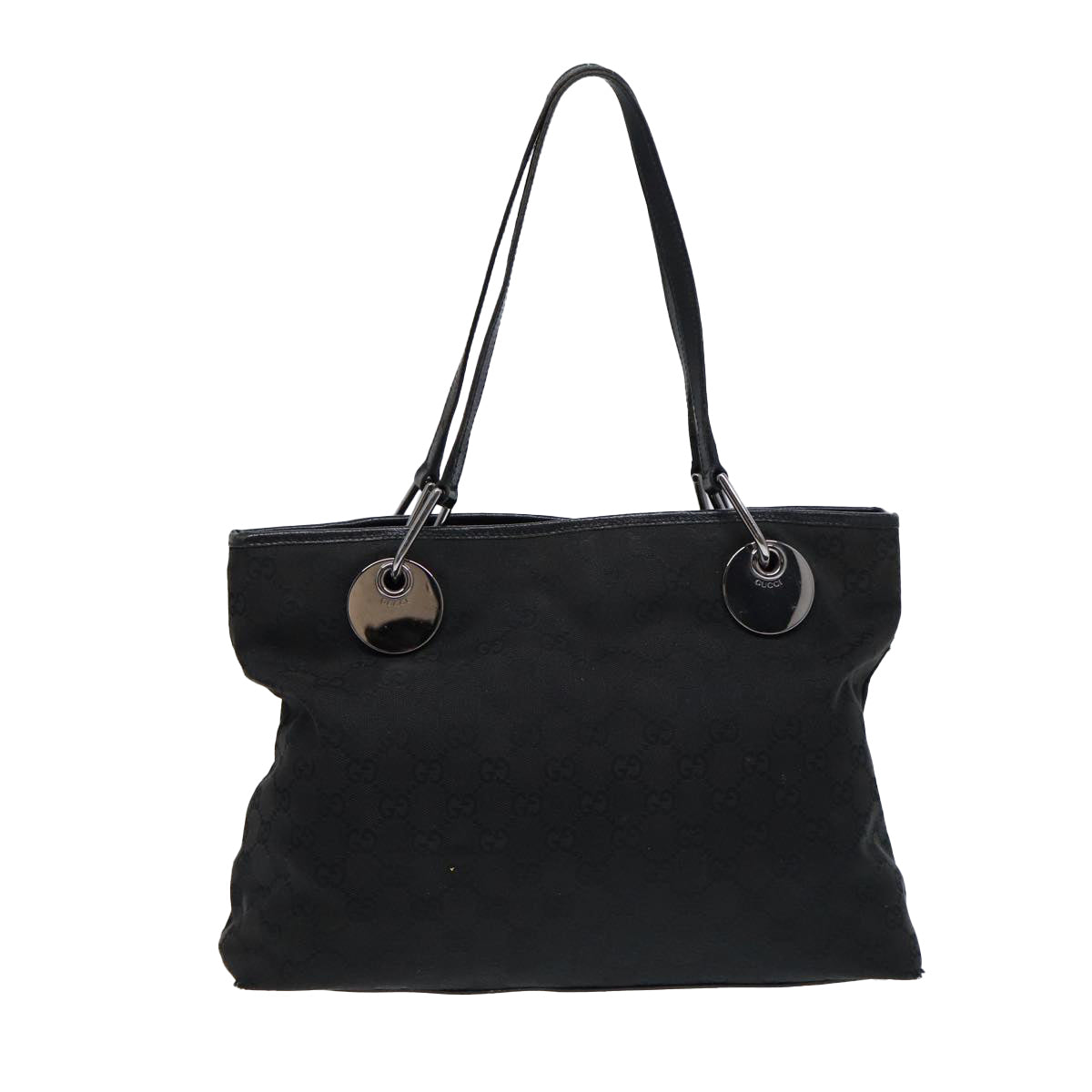GUCCI GG Canvas Tote Bag Black Silver 120837 ep5509