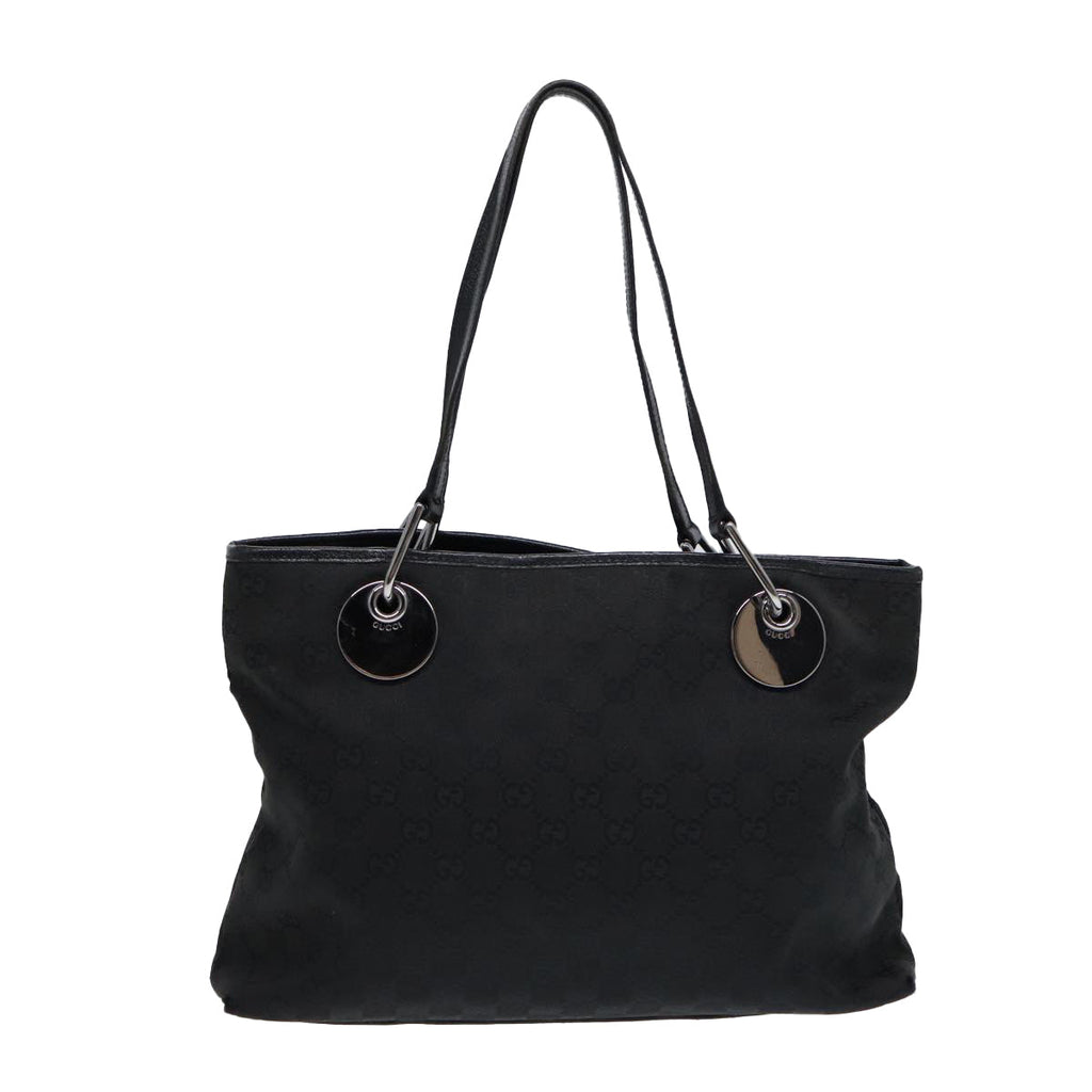 GUCCI GG Canvas Tote Bag Black Silver 120837 ep5509