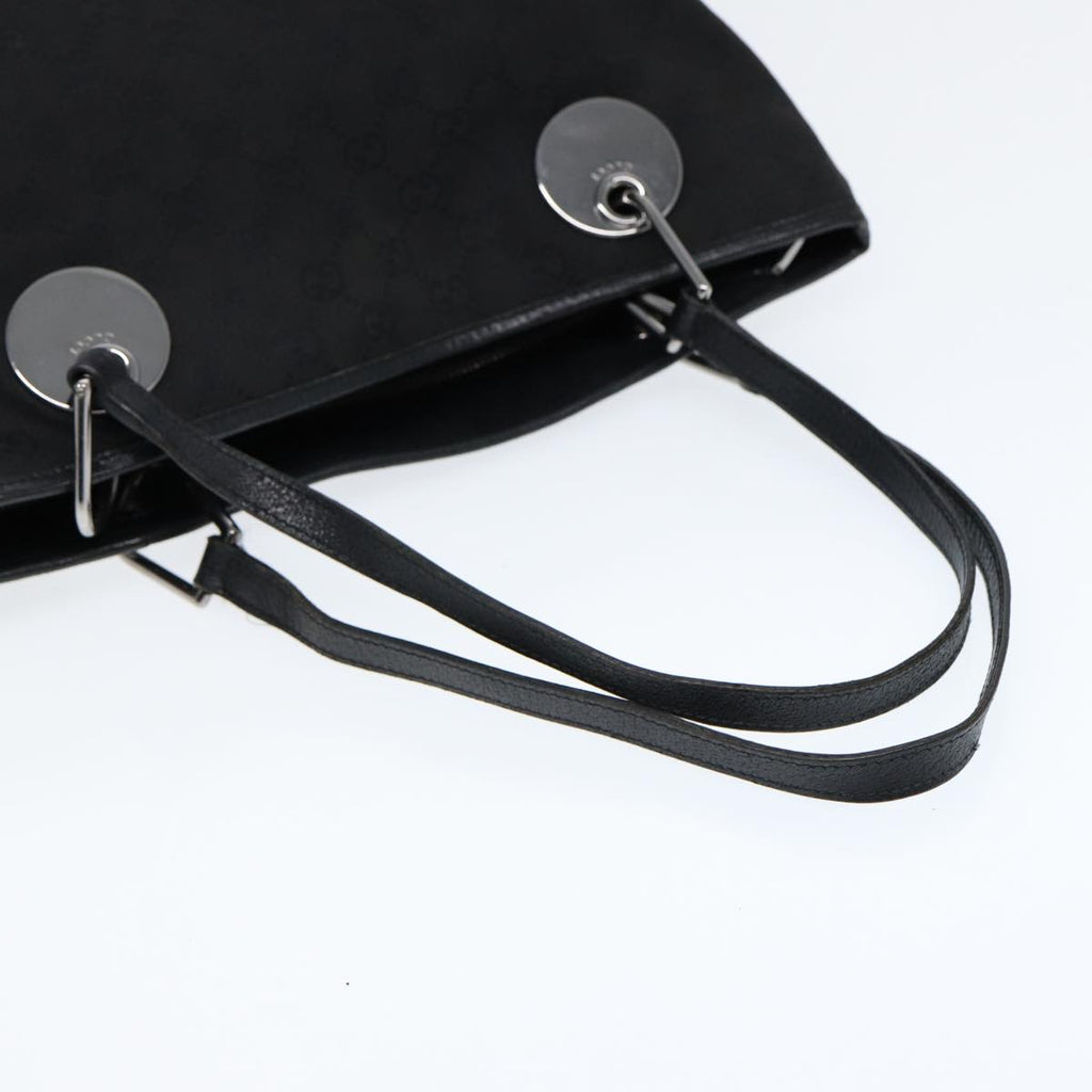 GUCCI GG Canvas Tote Bag Black Silver 120837 ep5509