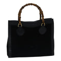 GUCCI Bamboo Hand Bag Suede Leather Black Gold 002 1186 0260 ep5511
