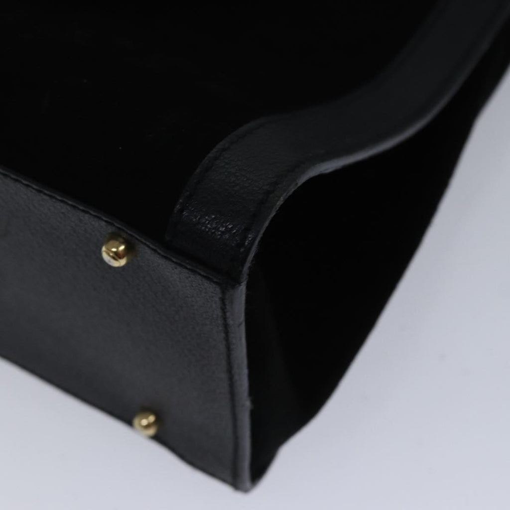 GUCCI Bamboo Hand Bag Suede Leather Black Gold 002 1186 0260 ep5511
