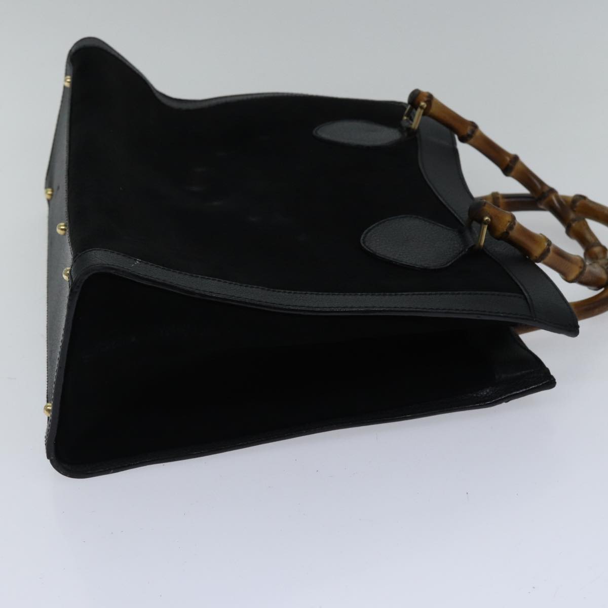 GUCCI Bamboo Hand Bag Suede Leather Black Gold 002 1186 0260 ep5511