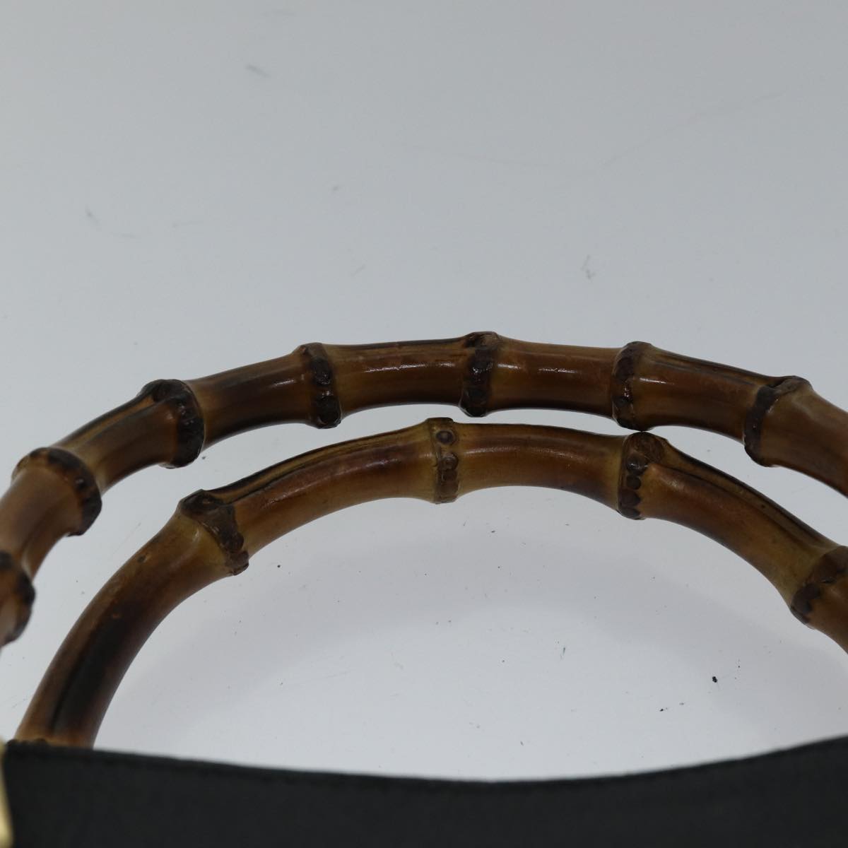 GUCCI Bamboo Hand Bag Suede Leather Black Gold 002 1186 0260 ep5511