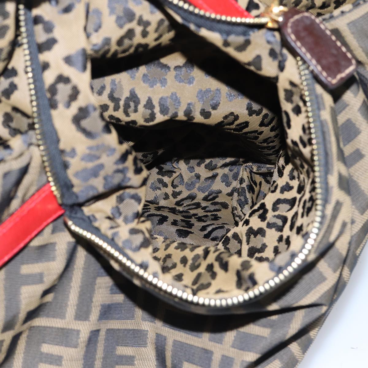 FENDI Zucca Canvas Tote Bag Brown Black gold ep5516