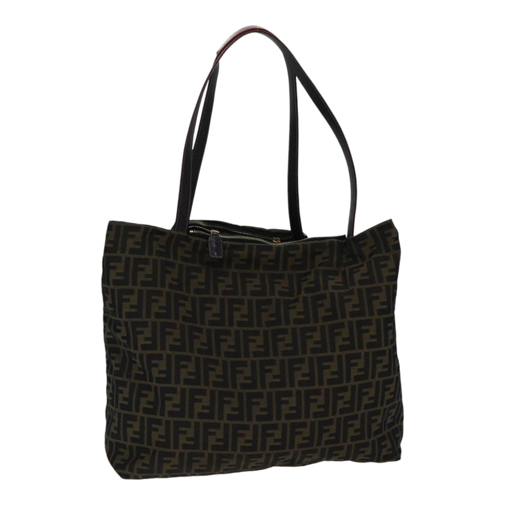 FENDI Zucca Canvas Tote Bag Brown Black gold ep5516