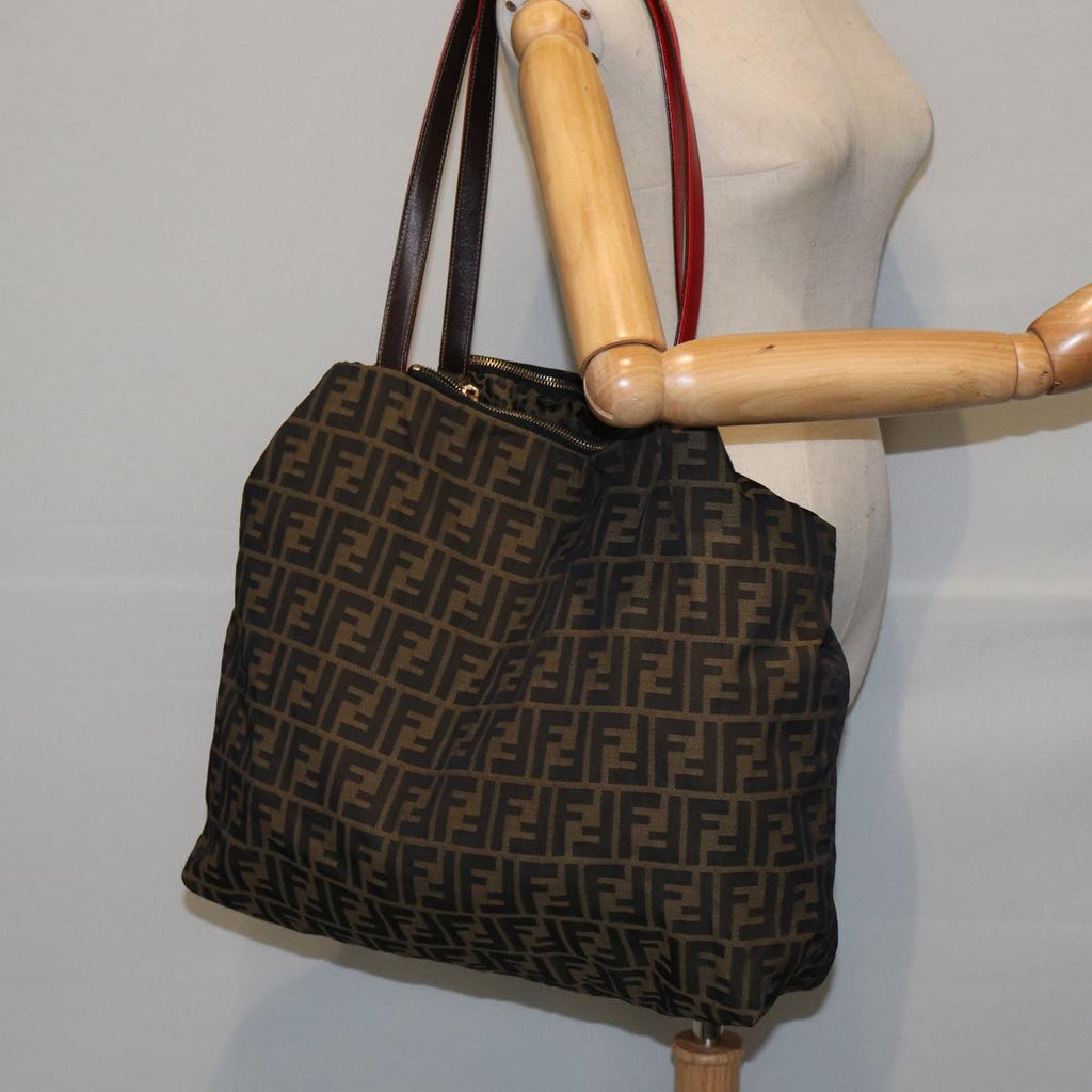 FENDI Zucca Canvas Tote Bag Brown Black gold ep5516