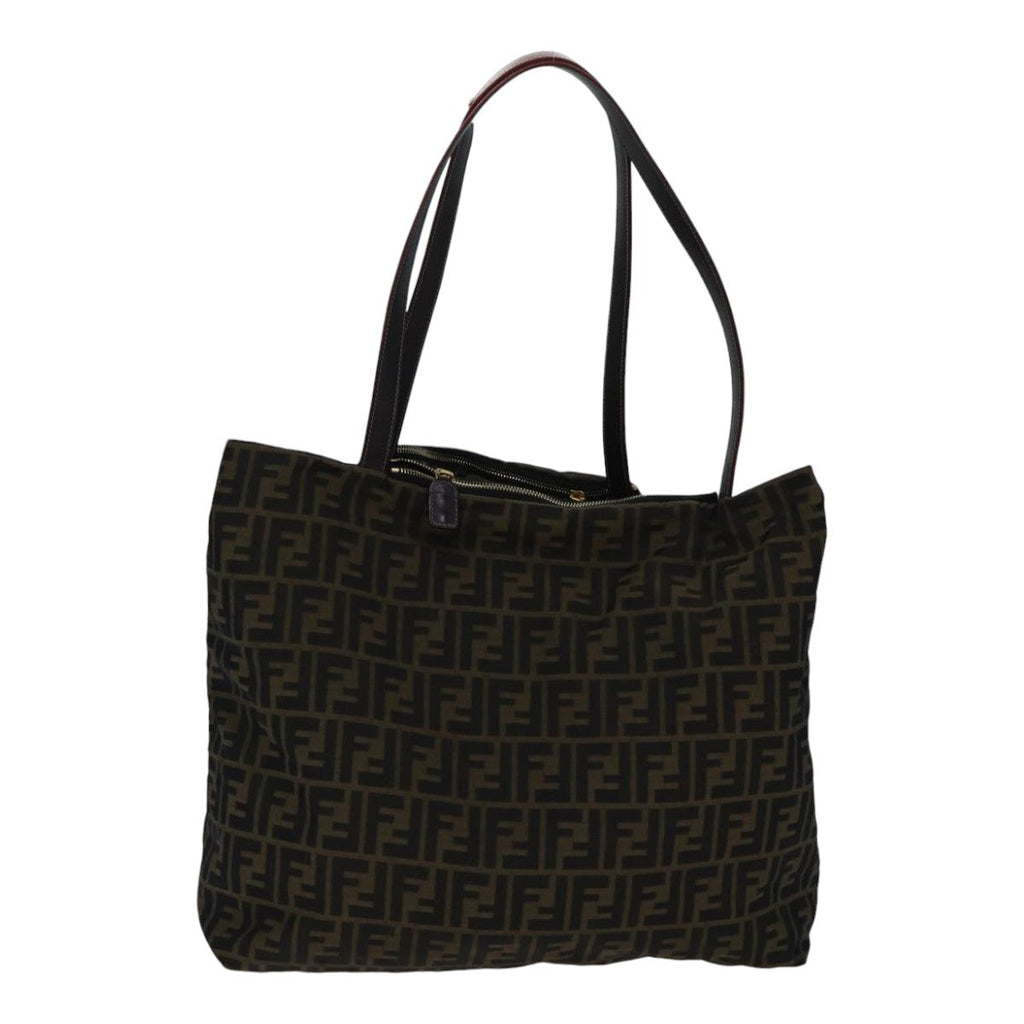 FENDI Zucca Canvas Tote Bag Brown Black gold ep5516