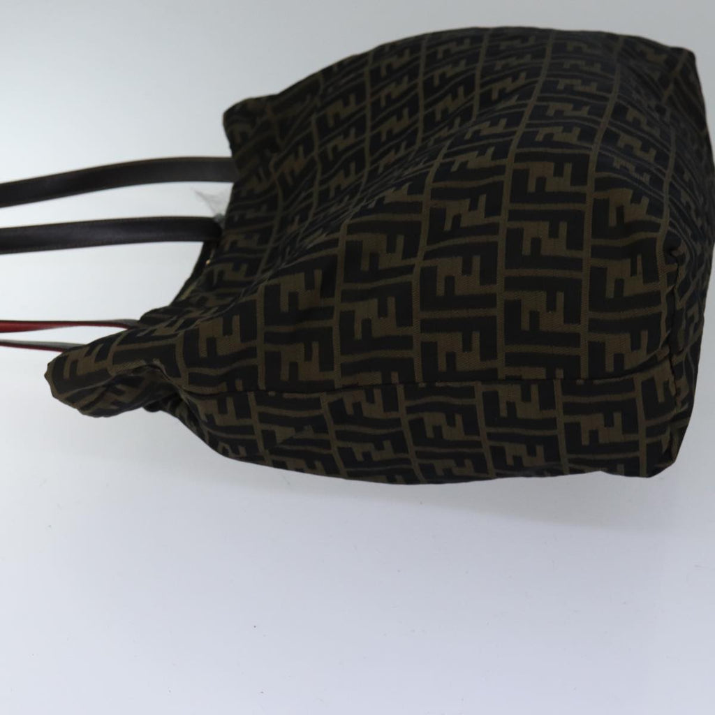 FENDI Zucca Canvas Tote Bag Brown Black gold ep5516