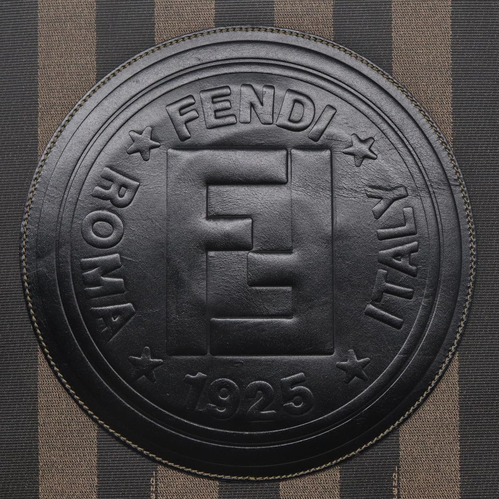 FENDI Pecan Canvas Tote Bag Brown Black gold ep5527