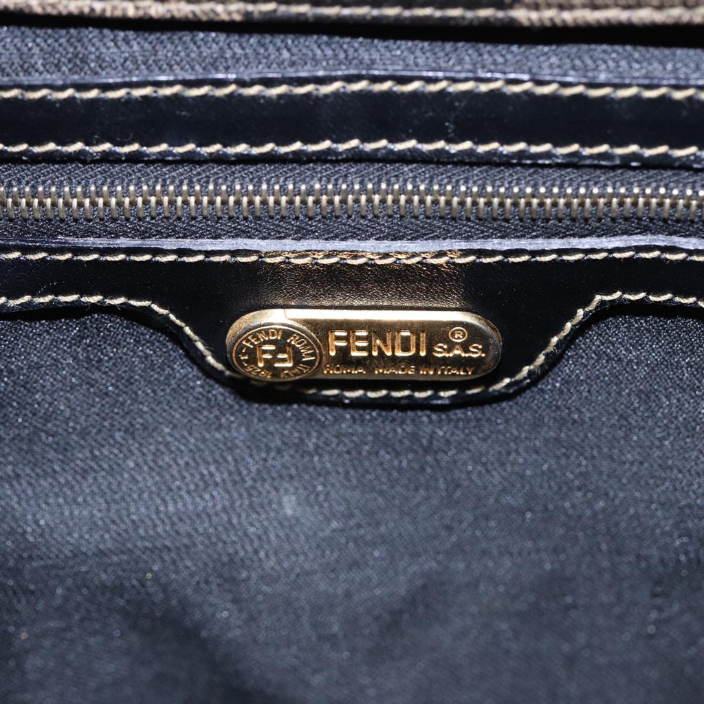 FENDI Pecan Canvas Tote Bag Brown Black gold ep5527