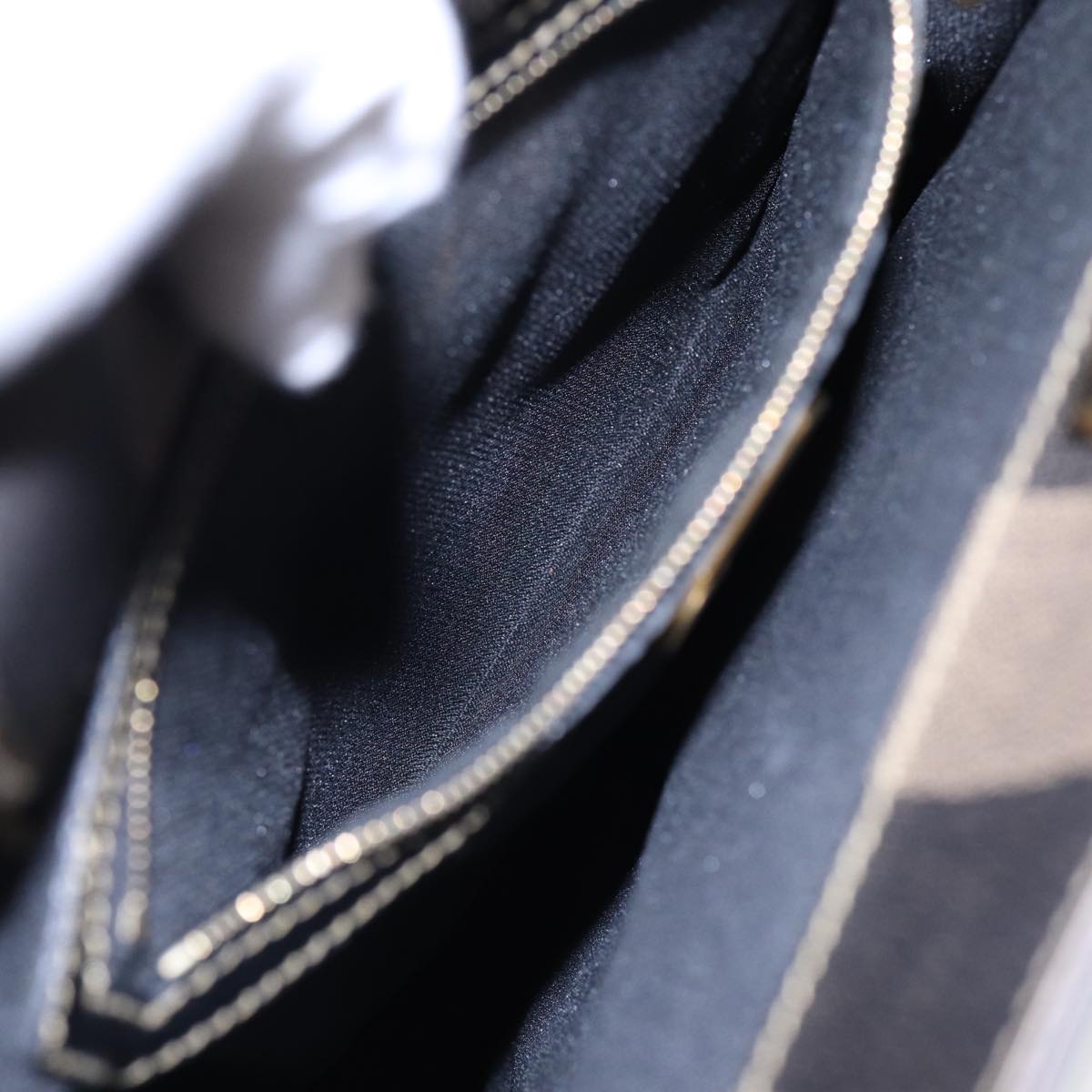 FENDI Pecan Canvas Tote Bag Brown Black gold ep5527