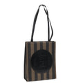 FENDI Pecan Canvas Tote Bag Brown Black gold ep5527