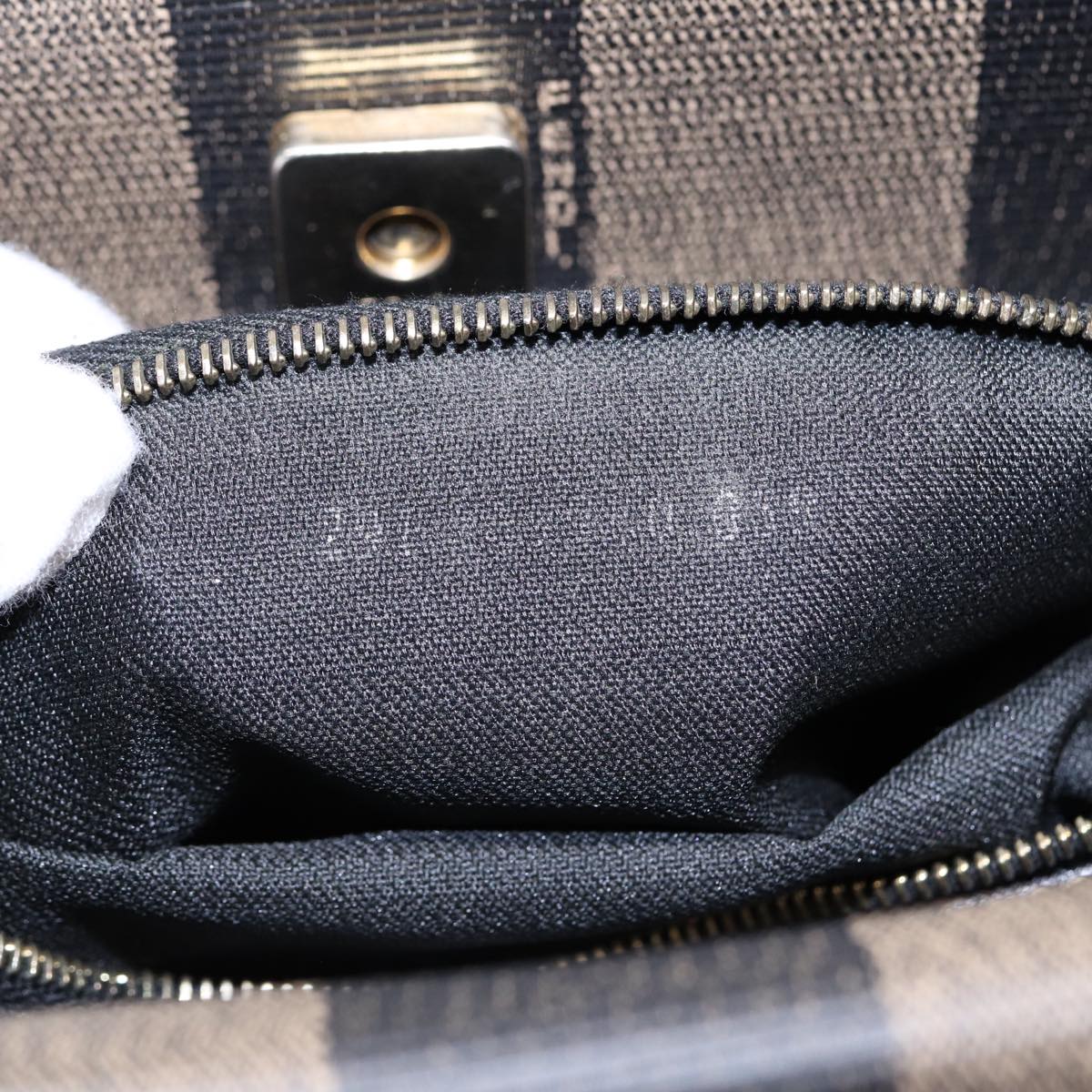 FENDI Pecan Canvas Tote Bag Brown Black gold ep5527