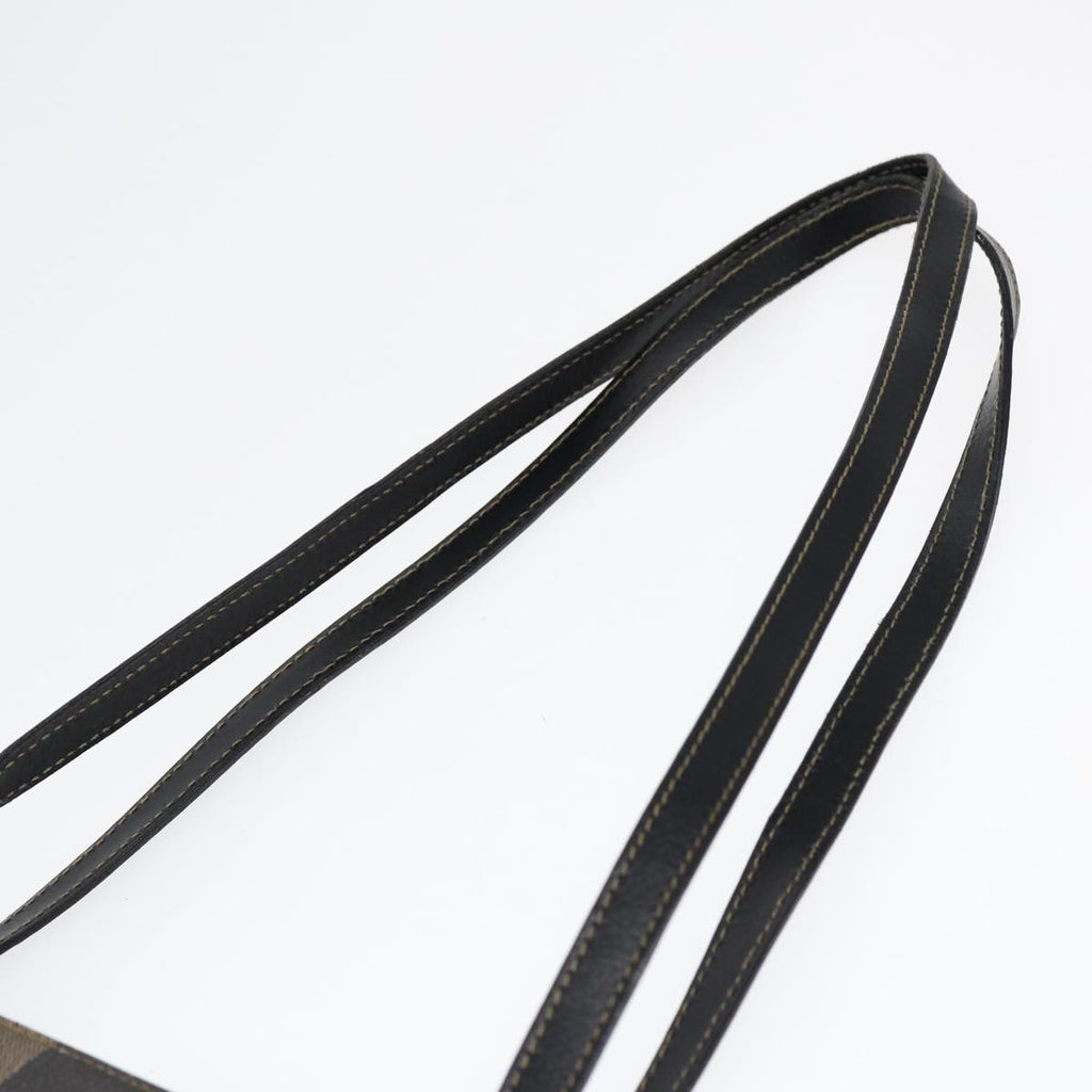 FENDI Pecan Canvas Tote Bag Brown Black gold ep5527
