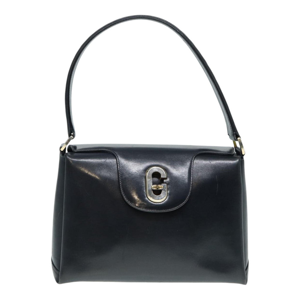 GUCCI Hand Bag Leather Navy Gold ep5528